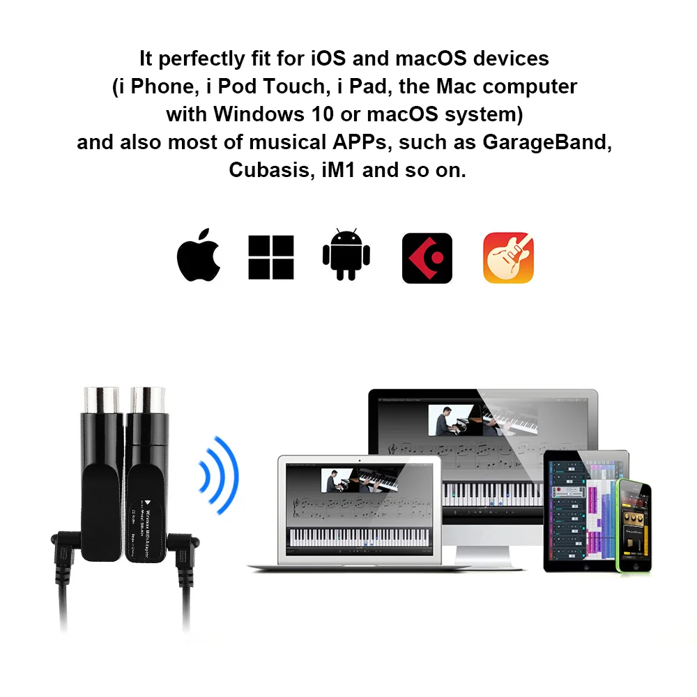 Vangoa Bluetooth беспроводной кабель для миди кабеля VBM A01 5 PIN MIDI адаптер|adapter|adapter wirelessadapter