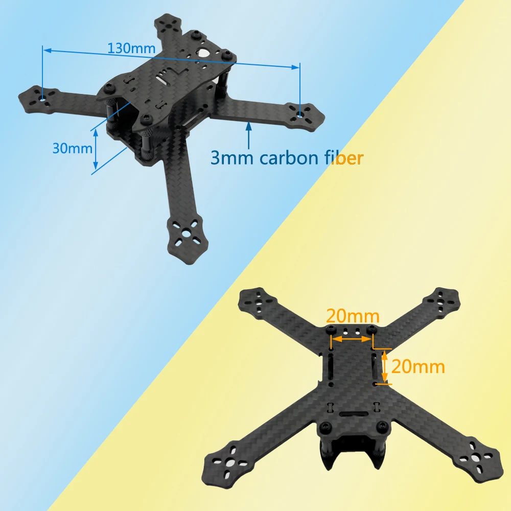 PHISITAL Beetle PX3 130mm Drone Quadcopter Carbon Fiber Frame for FPV RC Racing/3mm main plate/2.5-3 inch propeller