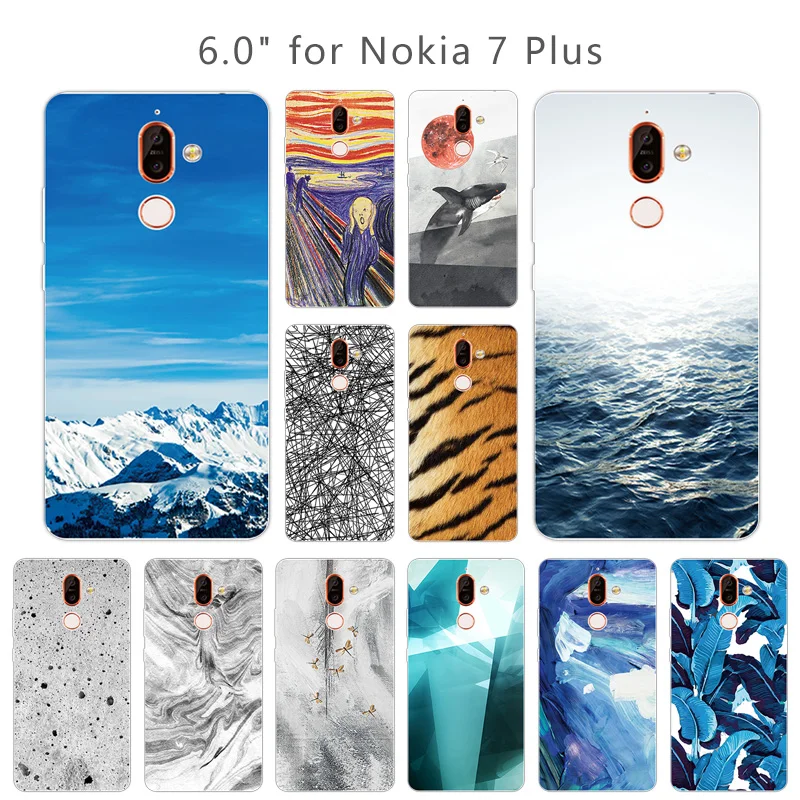6.0 inch for Fundas Nokia 7 Plus Transparent TPU Landscape Phone Case Silicone Coque 7Plus Clear Cases 7+ |