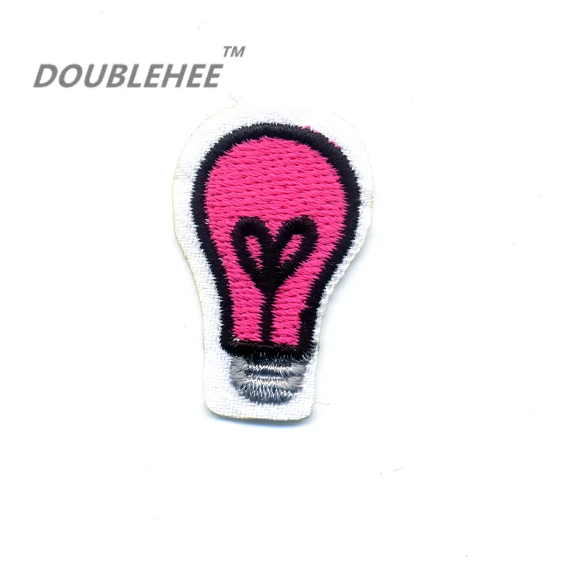 

DOUBLEHEE Small Size 2cm*3.3cm Embroidered Iron On Patches Hot Pink Light Design Embroidery DIY Garments Shoes Bags Accessories
