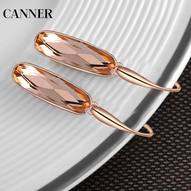 

Canner New Fashion Jewelry Rose Gold Zirconia Earrings For Women Elegant Austrian Crystal Earring Valentine Wedding Gift