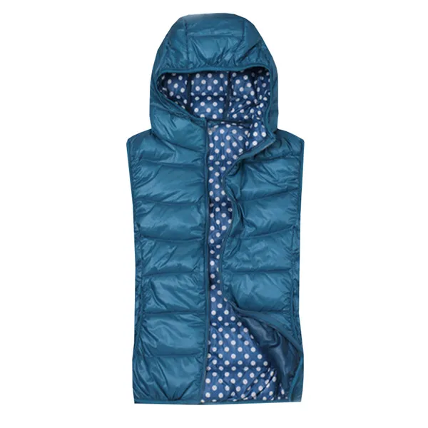 Осенне-зимняя женская куртка без рукавов с капюшоном, ультра-светильник, жилет на белом утином пуху, женская верхняя одежда, теплый жилет, тонкий жилет, пальто SF429 - Цвет: Синий