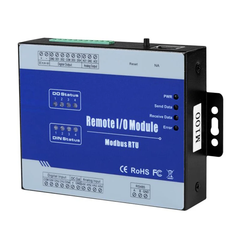 Модуль дистанционного ввода вывода Modbus модуль сбора данных (4DI + 4DO 4AI 2AO)
