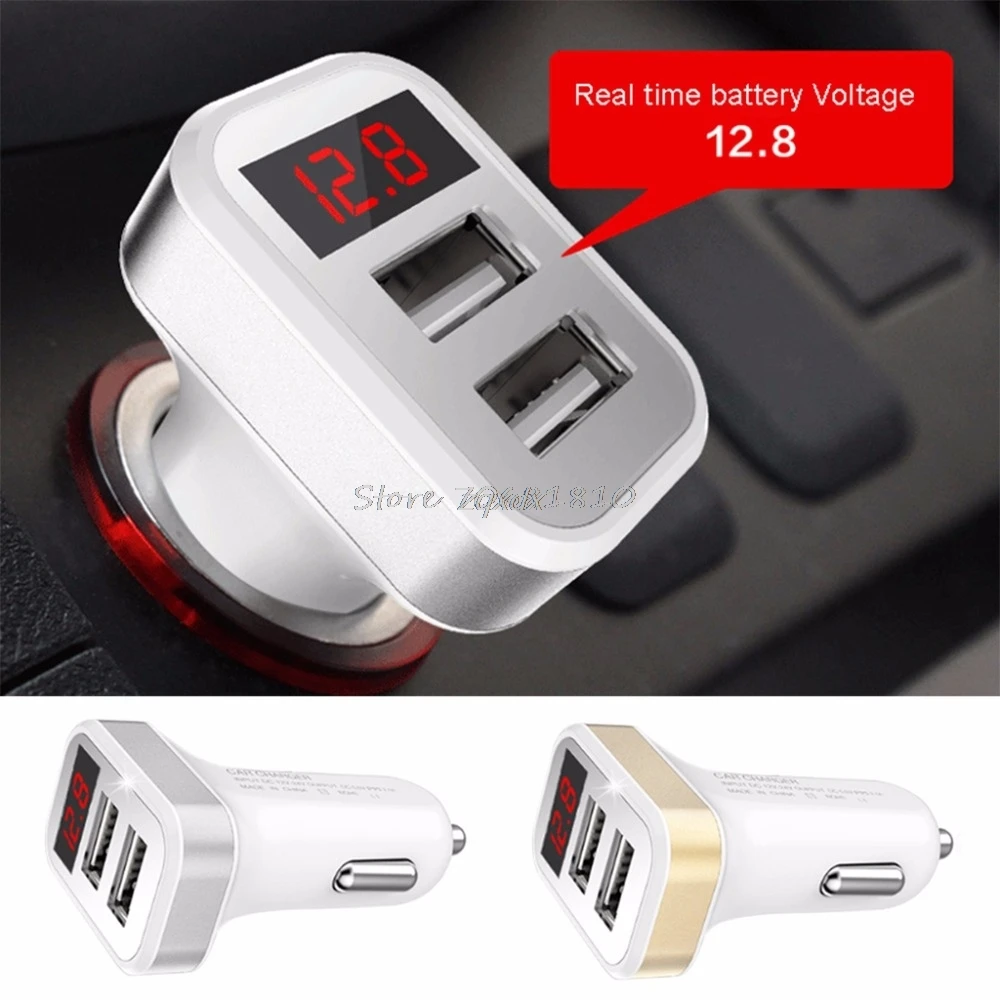 2.1A المزدوج USB ميناء LED الرقمية الجهد الحالي عرض شاحن سيارة محول الشحن لباد فون سامسونج Xiaomi هواوي الهاتف