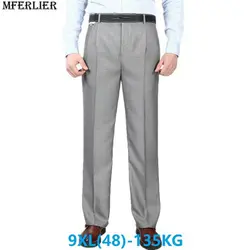 MFERLIER мужской костюм брюки большой размер большой 7XL 8XL 9XL 44 46 48 42 Осень Лето Свободные деловые прямые брюки черный