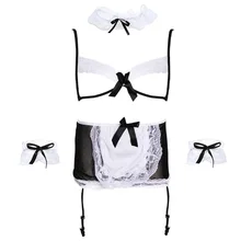 Maid Uniform Underwear Women Lady Cosplay Sexy Lingerie Set Attractive Hot Girl Drawing Attention Lace Patchwork Exotic Apparel