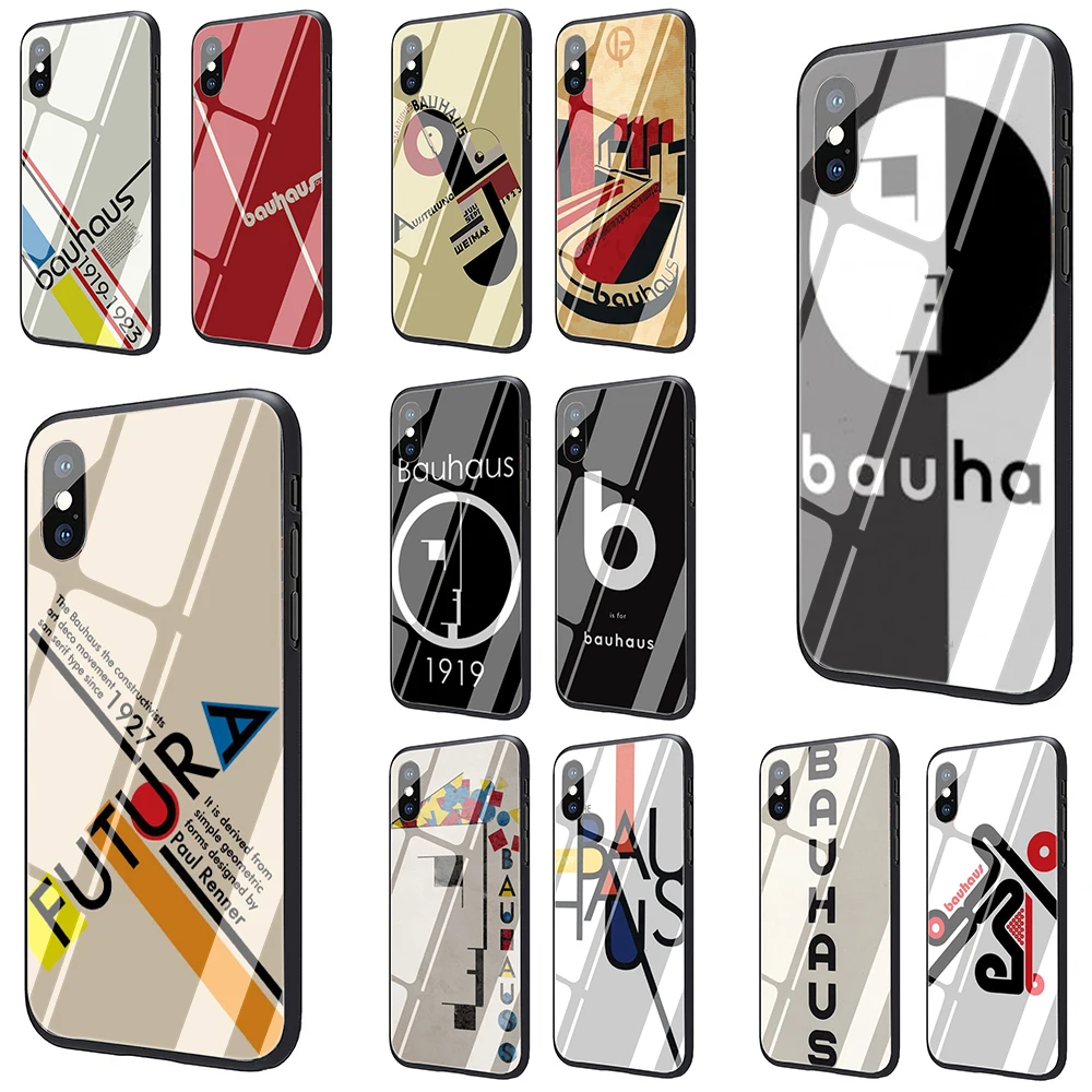 

BAUHAUS Tempered Glass Phone Case for iphone 5 5S 6 6S 7 8 Plus X XR XS 11 pro Max