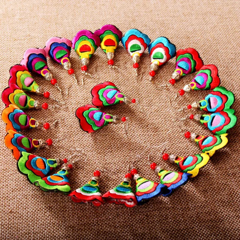 

Cloth Embroidered Earrings for Women Fashion Greative Retro National Style Personality Temperament Dangle Earrings Jewelry Gift