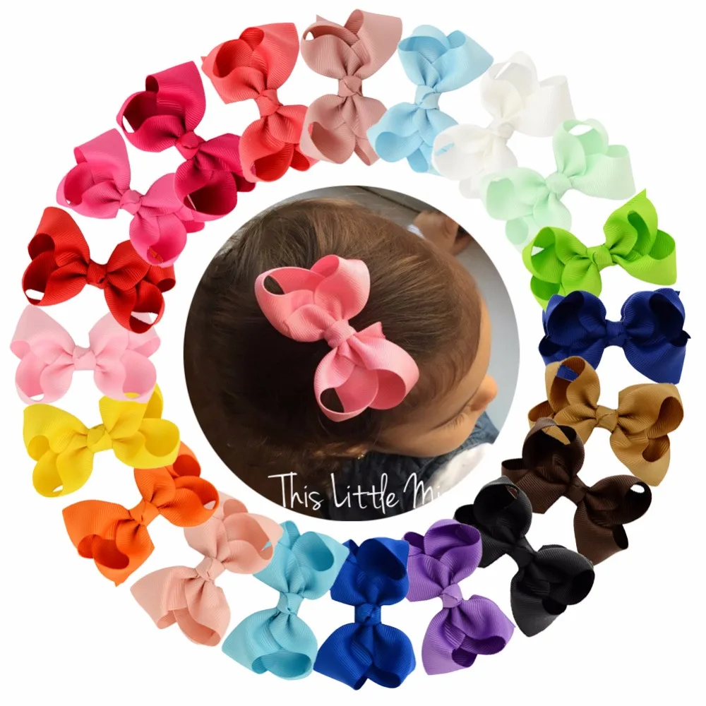 

3.3 Inch 20pcs/lot Solid Ribbon Hair Clips Boutique Bows For Kids Headwear Hair Accessories 563