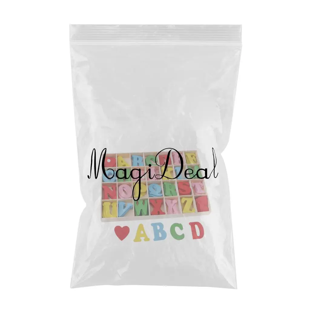 112pcs Colorful Adhesive Wooden Alphabet Letters with Tray Kids Educational Toys Early Learning Toys Games