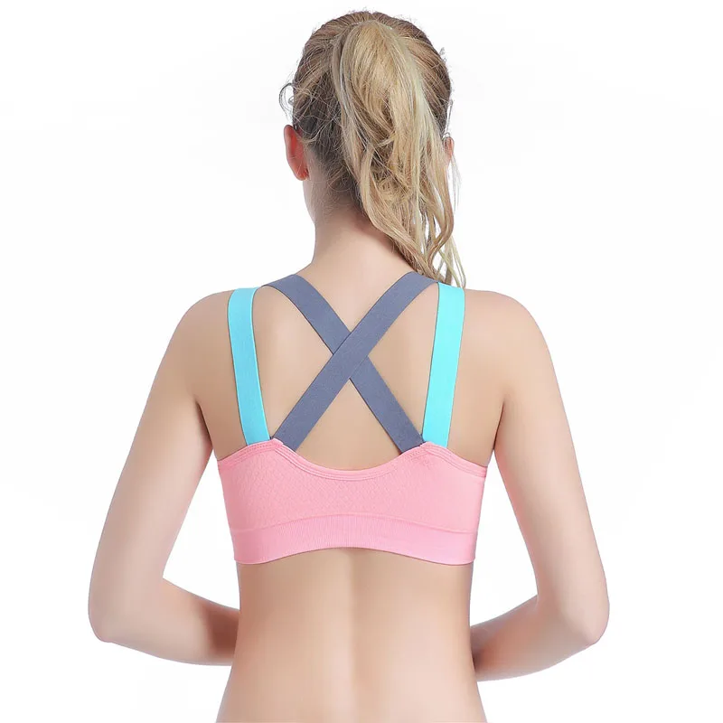 Woman's Back Cross Compression Sports Bra Sportswear Spaghetti Strap
