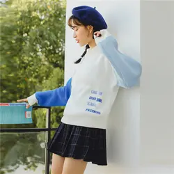 Осень зима сладкий карамельный цвет вязаный свитер для женщин Harajuku мода письмо вышивка вязать пуловер студенческий