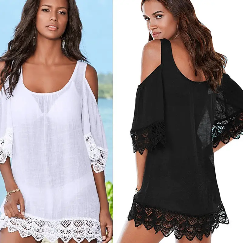 

Women Swimwear Bikini Beach Wear Cover Up Kaftan Ladies Summer Short Mini Dress
