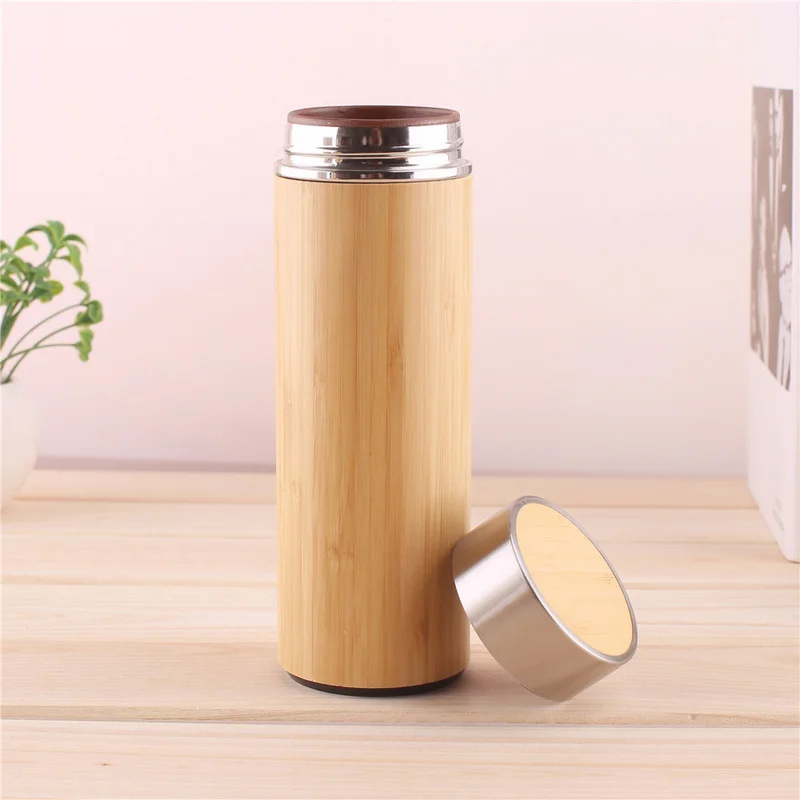 

350ml 450ml Stainless Steel Bamboo Tumbler Liner Thermos Bottle Natural Vacuum Flasks Insulated Bottles Bamboo Cup for Tea