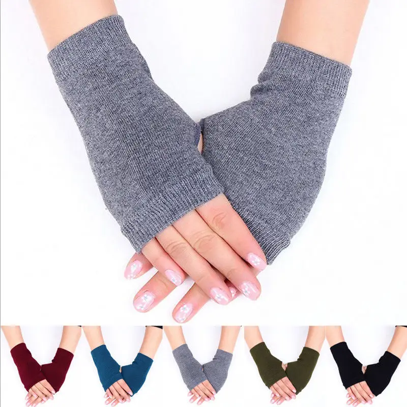 Women Cute Protection Arm Warmer Long Fingerless Stretchy Gloves