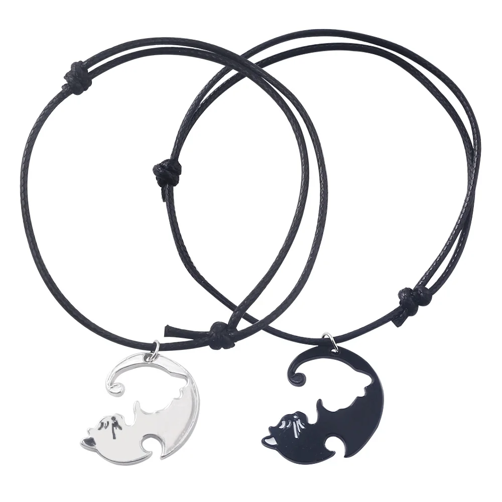 Пара пар ожерелье подвески ювелирные изделия черный белый милый кот животное чокер подарок на День святого Валентина для женщин мужчин любовник аксессуары - Окраска металла: B29