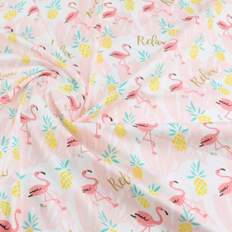 160 см* 50 см хлопковая ткань свежий мультфильм Розовый Синий Фламинго и ананасы шеврон ткани для DIY Детская кроватка Подушка швейная ткань - Цвет: pink flamingo