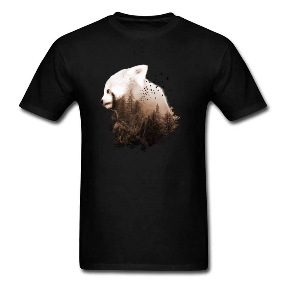Black 2018 Men T-shirt Red Panda Forest Tops Cotton Loose Chic Koala Animal Montage Hip Hop Man's Top T Shirt Streetwear |