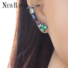 Модные сережки-каффы для ушей, разноцветные сережки-Гвоздики С Фианитами, серьги для женщин, ювелирные изделия, вечерние, подарок, EGY004342