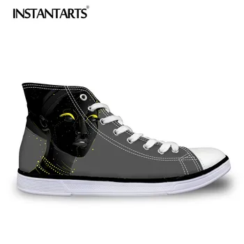 

INSTANTARTS Traditional African Flats Women Vulcanize Shoes 3D Cute Afro Girl Print Female High Top Canvas Shoes Classic Sneaker