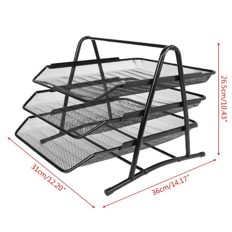 3 металлическая подставка, сетчатая подставка для документов, держатель для файлов, лоток для бумаг для домашнего офиса, настольный органайзер, принадлежности#524