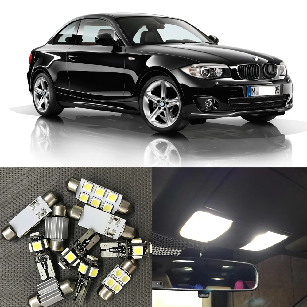 

14pcs White Canbus Error Free Car LED Light Bulbs For 2008-2013 BMW 1 Series E82 E87 E88 Map Dome Light Car Interior Package Kit