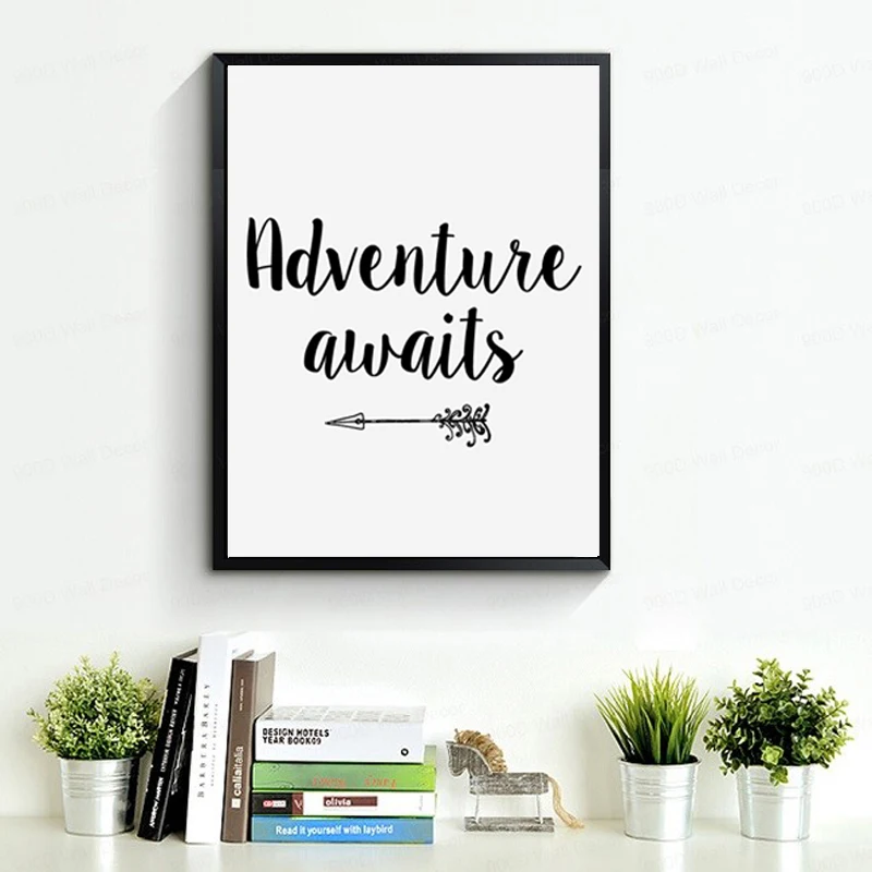 Arrow Adventure Awaits Printable Canvas Paintings Poster Print Motivational Quote Nursery Art Wall Pictures Home DecorUnframed | Дом и сад