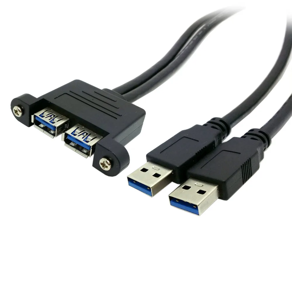 CY combo two USB 3.0 male to USB 3.0 Female Extension Cable 50cm with