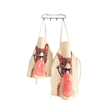 Linen Cute Cat Parent-Child Cooking Aprons Funny BBQ Party Apron Kitchen Clean Tool For Men Women Adult Waterproof Cooking Tools