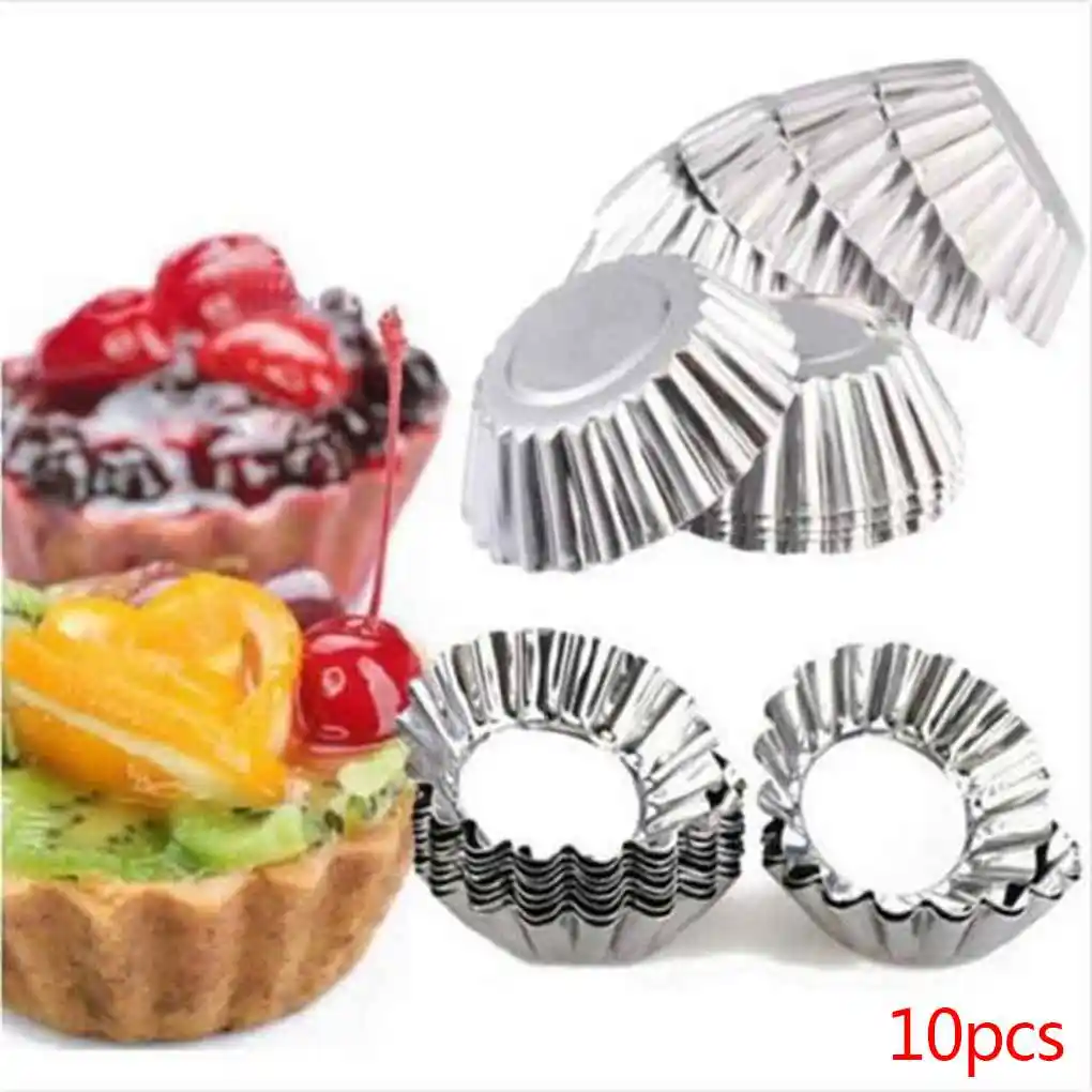 

Newest 10pcs Cupcake Baking Mold Non-stick Tinplate Cake Mould Flower Cookie Tray DIY Egg Tart Dessert Baking Tool