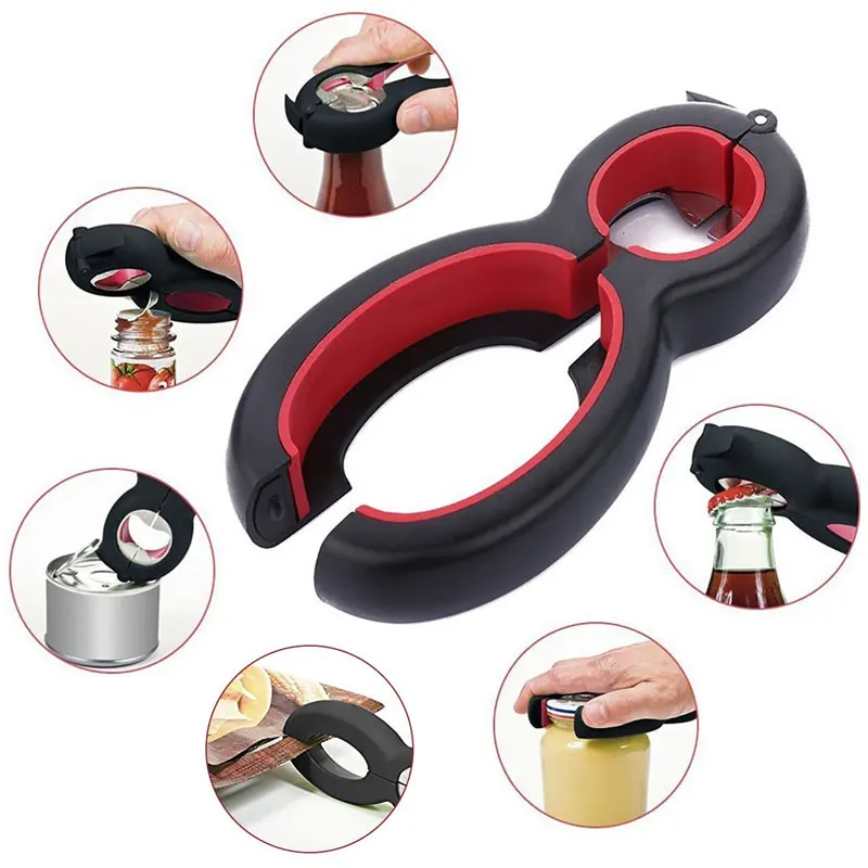 

6 In 1 Multi Function Twist Bottle Opener, All In One Jar Gripper Can Wine Beer Lid Twist Off Jar Opener Claw Wine Opener