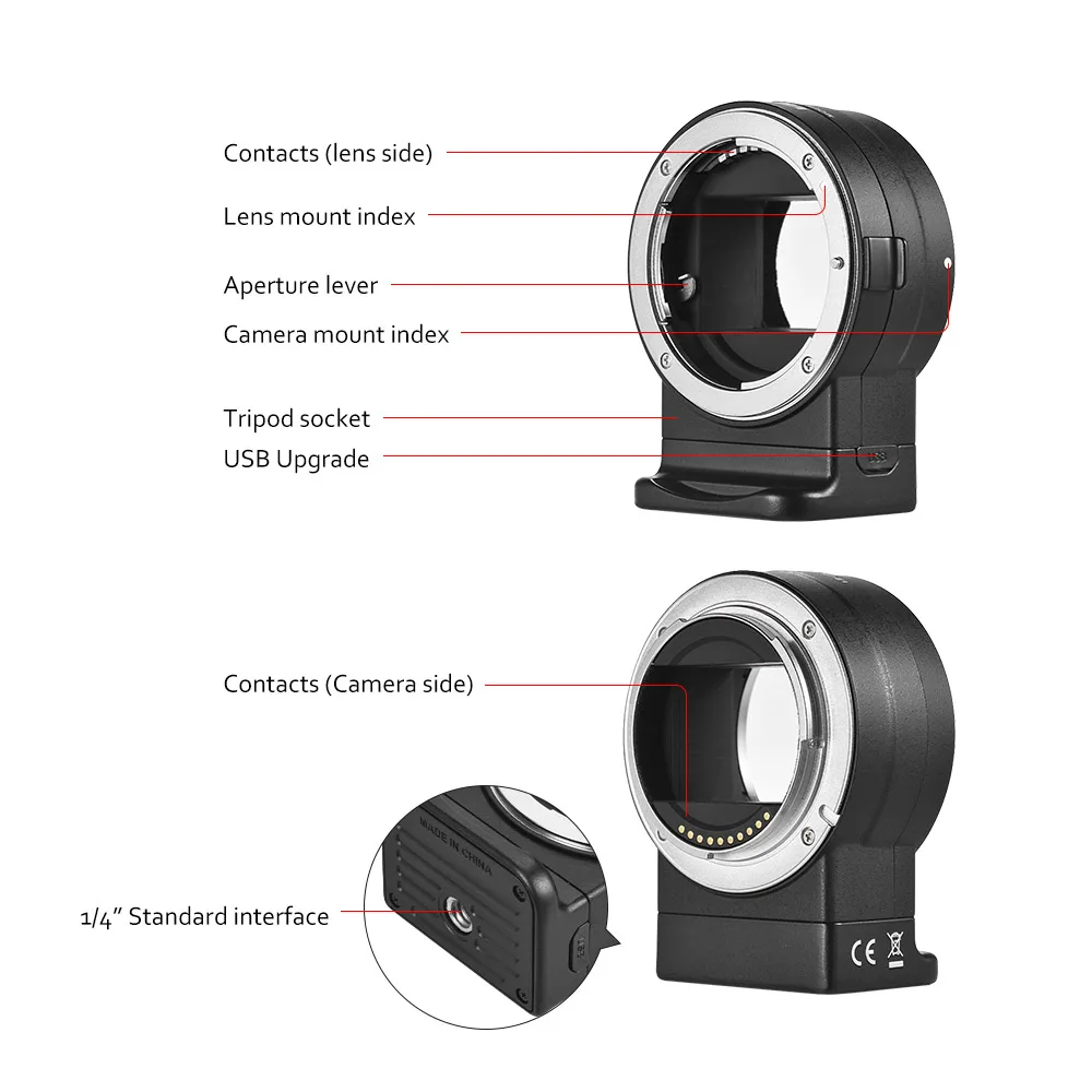 Viltrox NF E1 кольцо адаптер для крепления объектива с автофокусом Nikon F Mount Series Lens Sony E