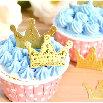 

50pcs Paper Gold Princess Crown Topper Favors Party Cake Cupcake Picks Baby Shower Wedding Birthday Decorations