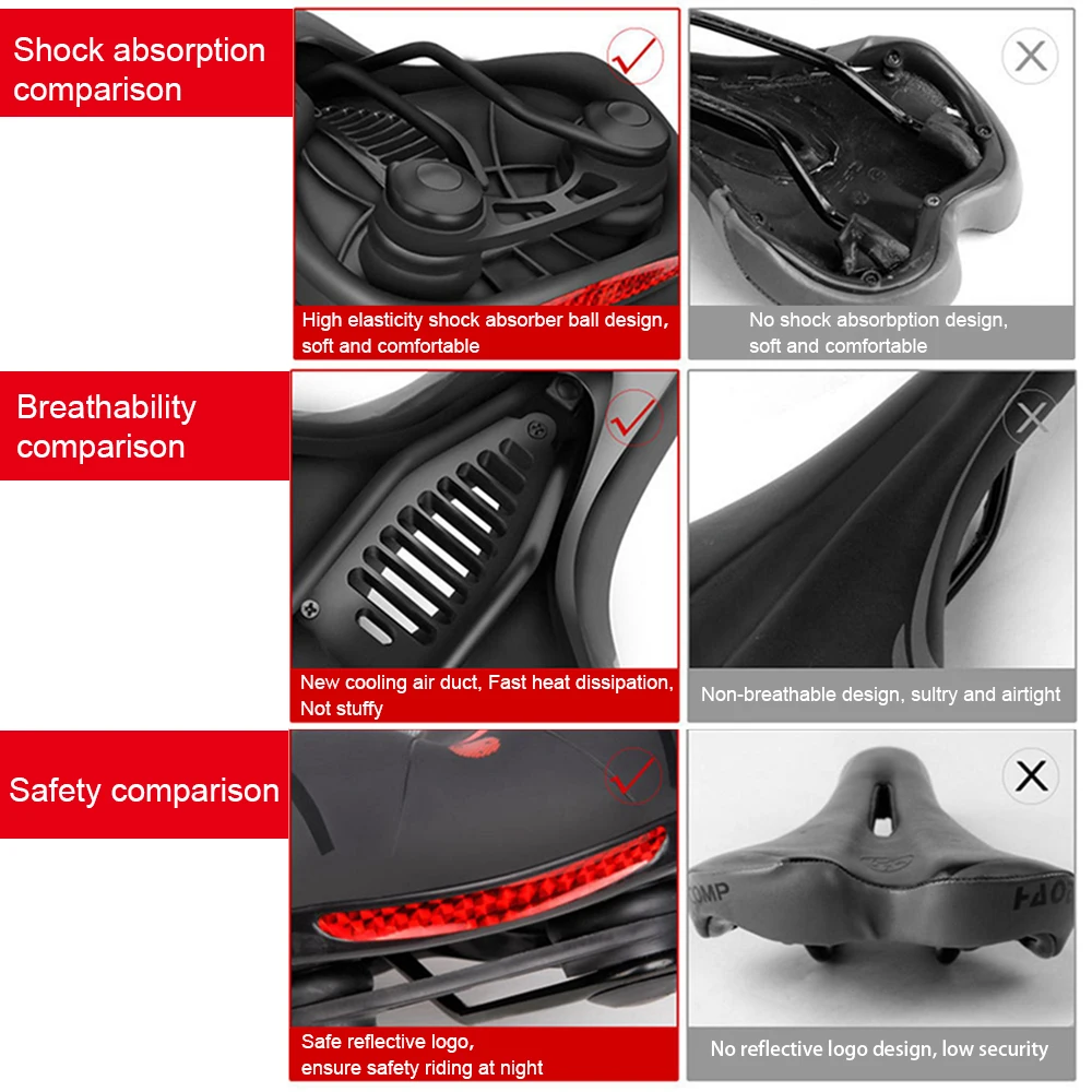 Велосипедное Сиденье, велосипедное седло, город, MTB, велосипедное седло, комфортное, кожа, демпфирование, весна, пена, водонепроницаемое, со светоотражающим логотипом