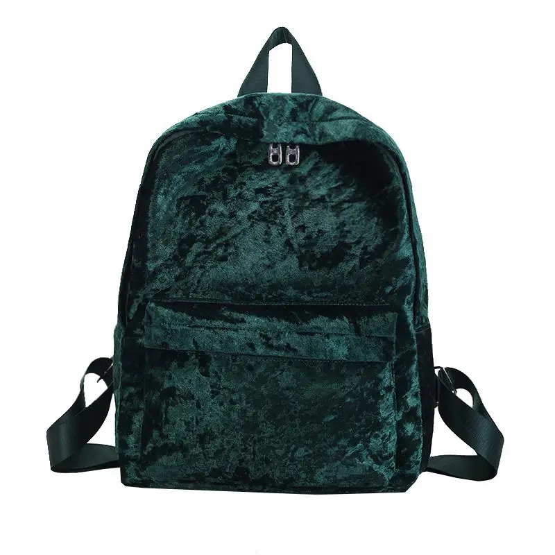 Модный бархатный женский рюкзак, Большая вместительная сумка для девочек-подростков, женский рюкзак, школьная сумка для хранения, Mochila KL257 - Цвет: Зеленый