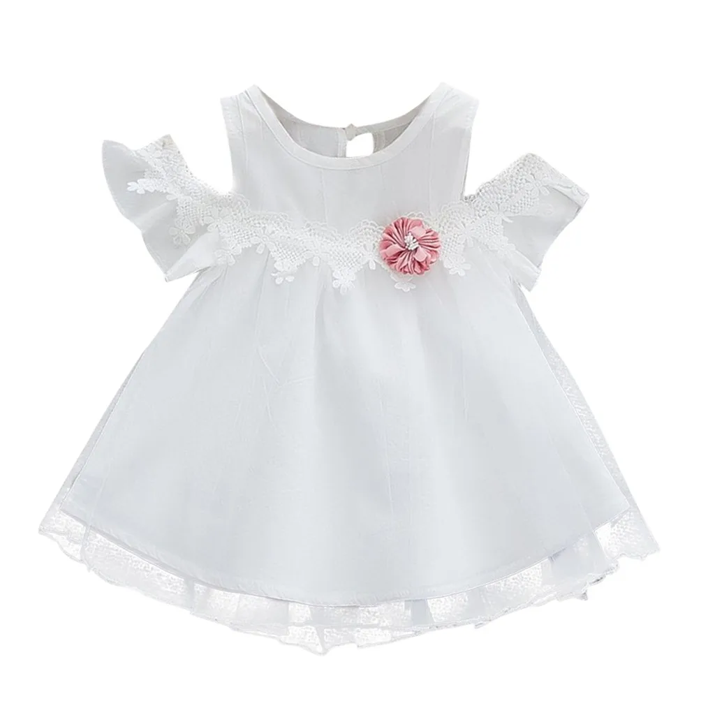 Летнее платье для маленьких девочек; однотонное платье с цветочным узором для новорожденных девочек; красивые и модные детские платья для маленьких девочек - Цвет: White