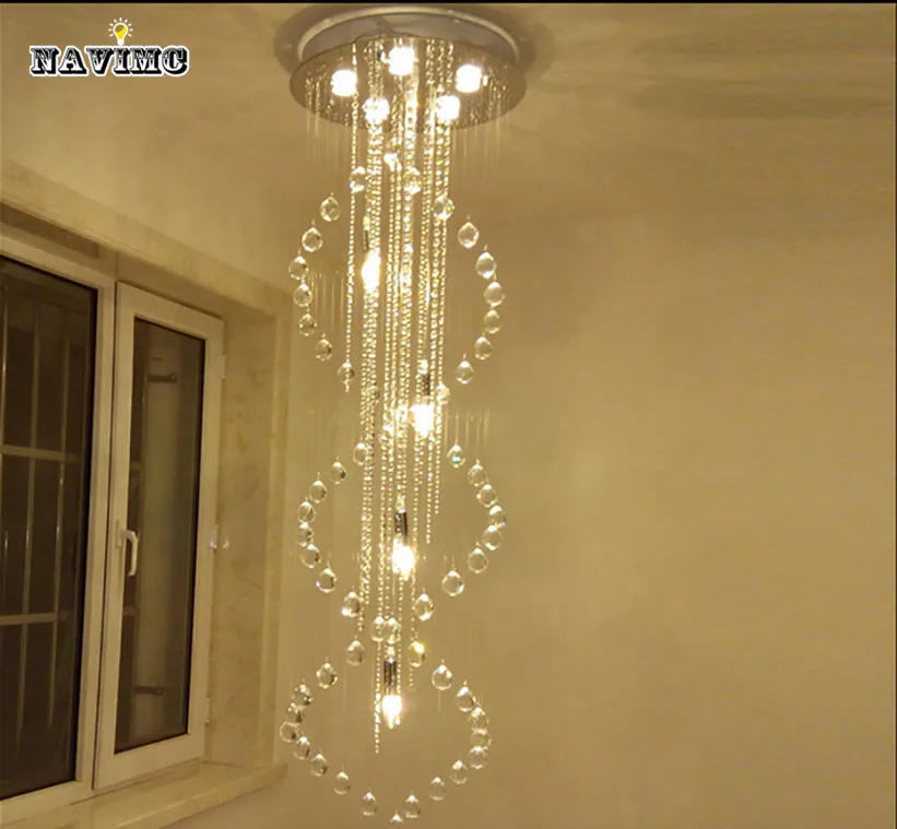 Современная хрустальная люстра большого размера спиральная длинная лестница осветительное приспособление для фойе отель Вилла