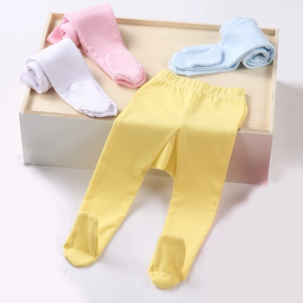 

Cotton baby lenggings footed pantys white solid underwear pant footed sleepers pajamas boy trousers girl tight0-3-6-12-24months