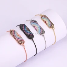 10 шт. ZYZ176-1656 модный микро-паве Многоцветный CZ Циркон прямоугольной формы разъем с Регулируемая цепочка-браслет женские ювелирные изделия