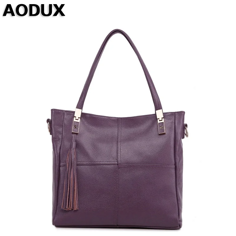 

AODUX Top Layer Genuine Cow Leather Women Shoulder Bag Handbags Real Leather Long Shoulder Strap Messenger Bags