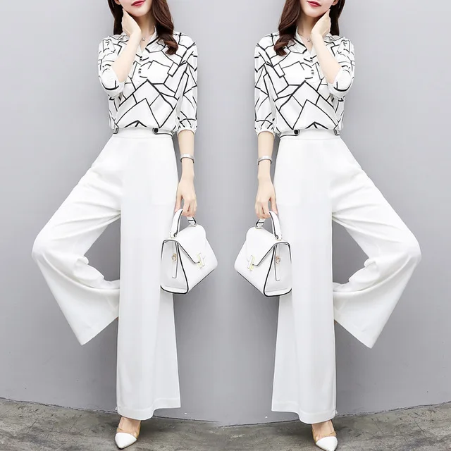 Women Chiffon Pant Suits Formal Elegant 
