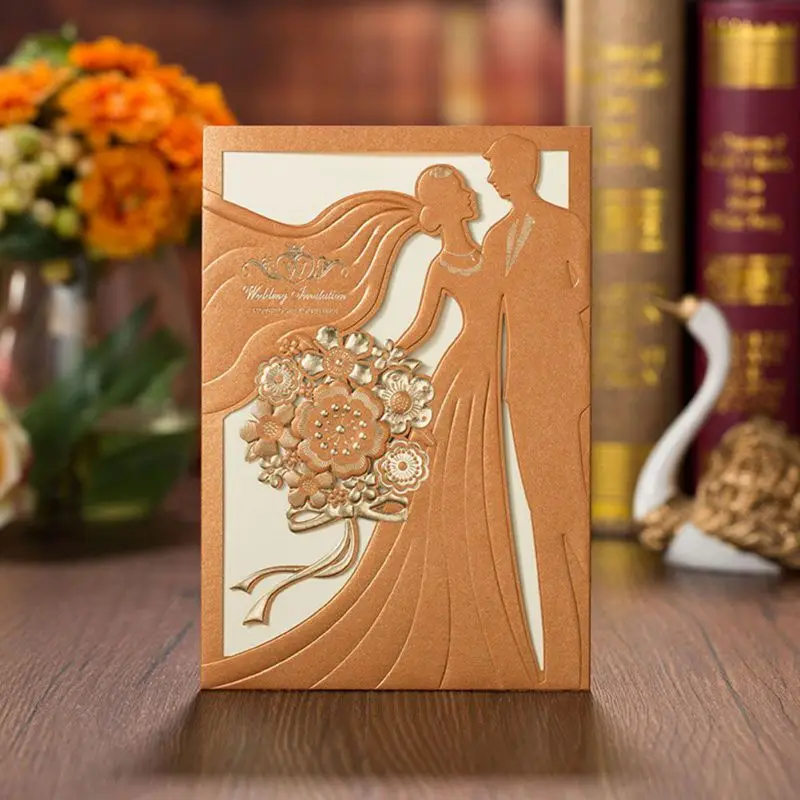  Ochine 10pcs Wedding Invitations Card Bride And Groom Greeting Cards Customize Envelopes Wedding Pa - 33049900736