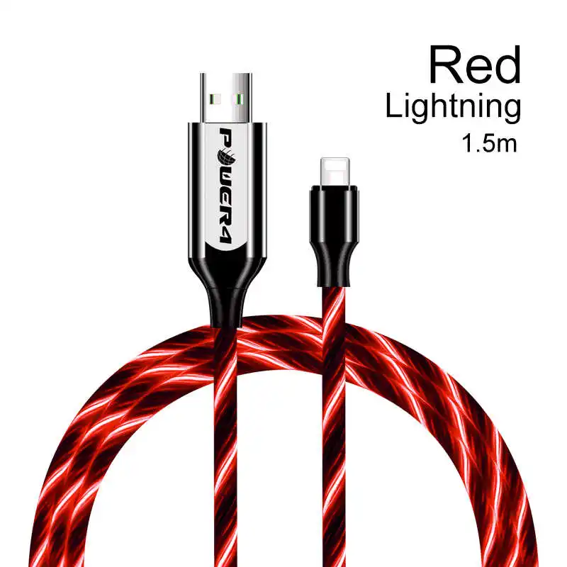 Power4 1,5 м usb type-C кабель для передачи данных для iPhone со светящимся проводом для зарядки Micro USB для samsung Xiaomi кабель зарядное устройство двустороннее - Цвет: Lightning-Red