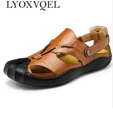 Ручной работы натуральная кожа Для мужчин сандалии Для мужчин пляжные сандалии Повседневная летняя обувь M191