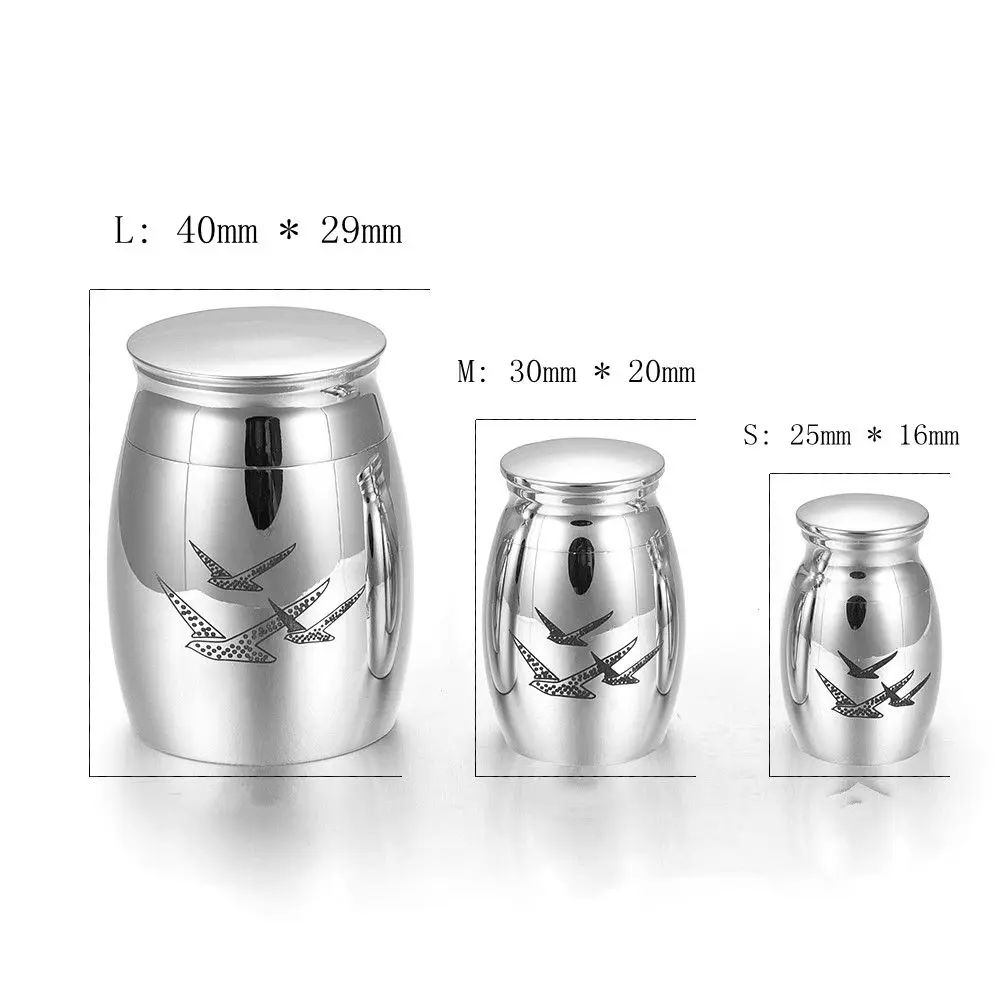 

Three Birds Engraved Stainless Steel Mini Memorial Casket Jewelry Funeral Cremation Urn for Human/Pet Ashes