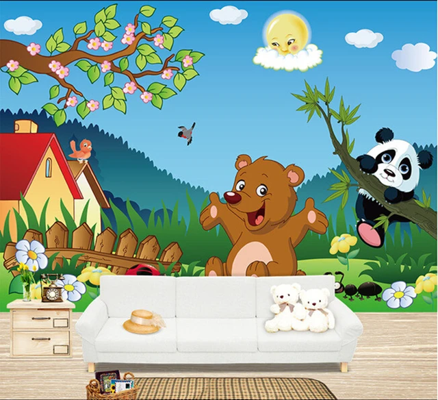 The custom 3D murals,3D lovely cartoon bear papel de parede,school, living  room TV wall