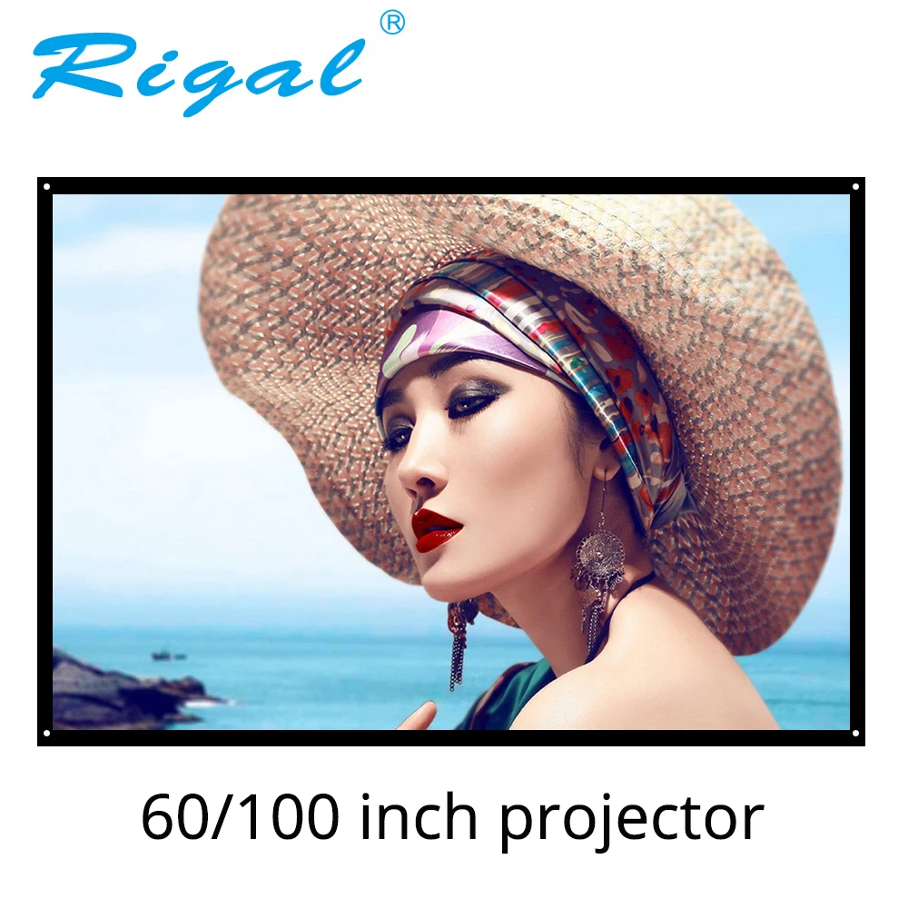 Rigal 60 100 بوصة 16:9 المحمولة العارض شاشة البلاستيك شاشة ماتي الأبيض للمنزل مسرح رحلة اجتماع ل LED DLP العارض