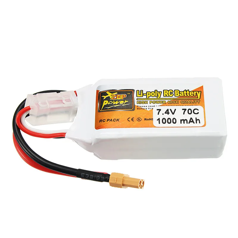 Аккумуляторная батарея ZOP Power 7 4 В 1000 мАч 70C 2S Lipo XT30 с разъемом для радиоуправляемых