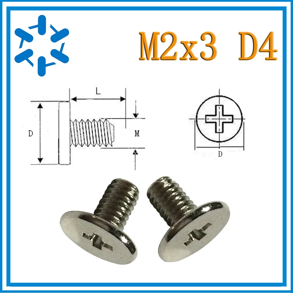 1000pcs/lot M2*3 D4 Thin head philips micro machine screw laptop