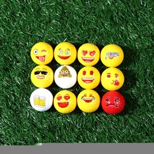 Free Shipping 12pcs/set Rubber Material Outdoor Indoor Emoji Double Layer Practice Golf Ball For Trainning